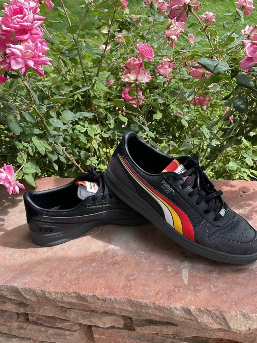 Puma Men’s Black Sneakers with Red & Yellow Stripe